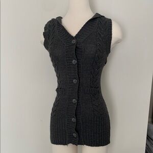 Charcoal Sleeveless Cable Knit Sweater